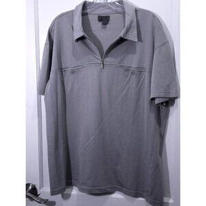 Zara Men's Gray Half-Zip Polo Shirt XL Cotton Blend Casual Made In Portugal